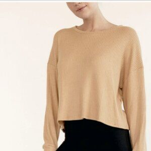 NWT Studio Ko Bamboo Waffle Crop Top | Mustard | Made in USA